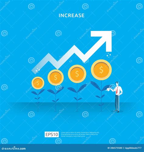 Plant Money Coin Tree Growth Illustration for Investment Concept. Income Salary Rate Increase ...