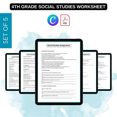 4th Grade Social Studies Worksheets Template Printable PDF