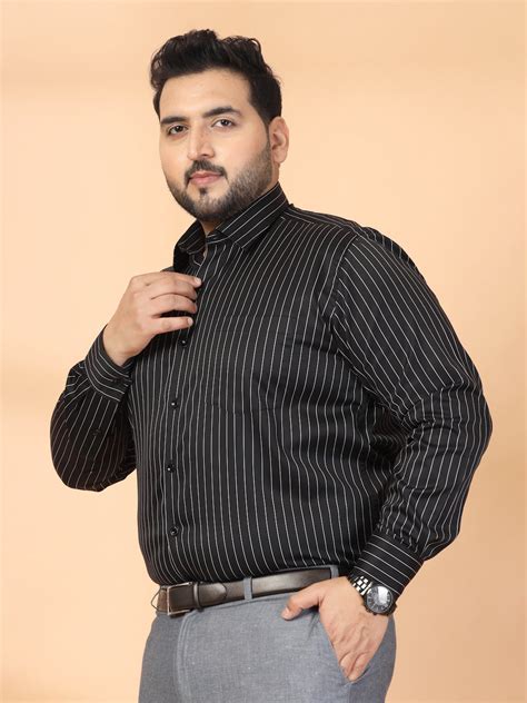 Plus Size Men Classic Striped Formal Shirt