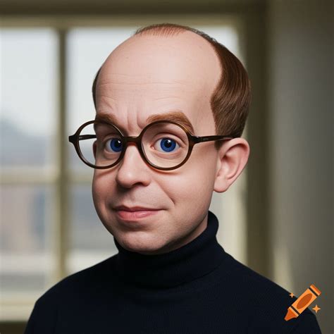 A cartoon style portrait of a bald man wearing glasses. on Craiyon