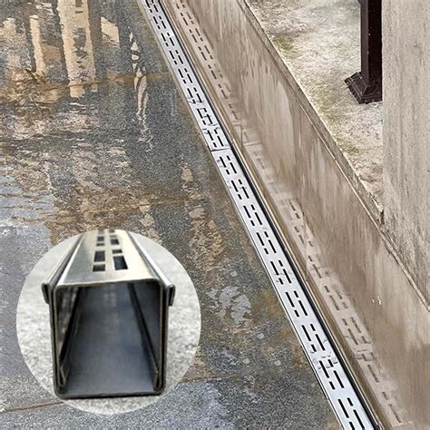 WhamtL Linear Trench Drain Kit Outdoor, 304 Stainless Steel Channel ...