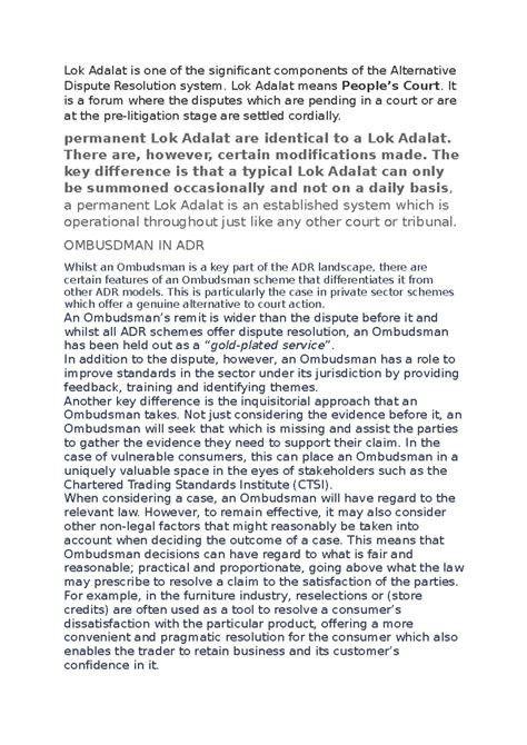 Mediation record - Good - Lok Adalat is one of the significant ...