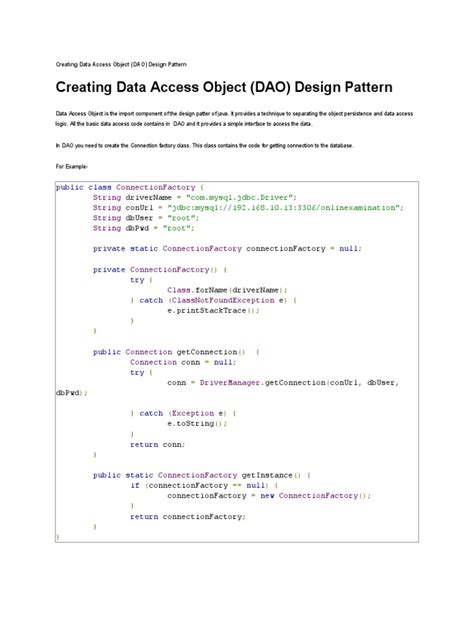 Dao Design Pattern Java 的图像结果
