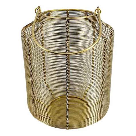 Gold Metal Wire Lantern, 10"