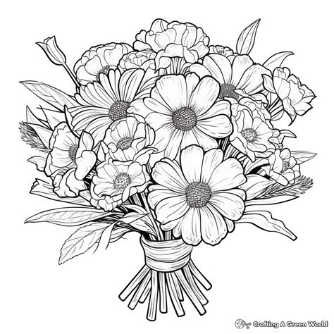 Flower Bouquet Coloring Pages - Free & Printable! | Coloring pages ...