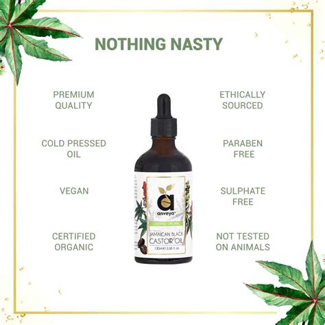 Anveya Jamaican Black Castor Oil, 100ml, Cold Pressed, For Hair & Skin