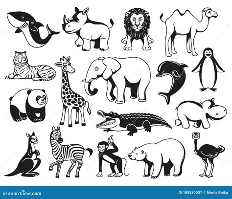 Cartoon Black And White Animals