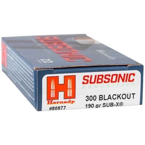 Hornady Subsonic 300 AAC Blackout 190gr Sub-X Rifle Ammo - 20 Rounds ...