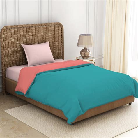 Buy SPACES Essentials Teal & Pink Solid Cotton Single Quilt - 150x218cm ...