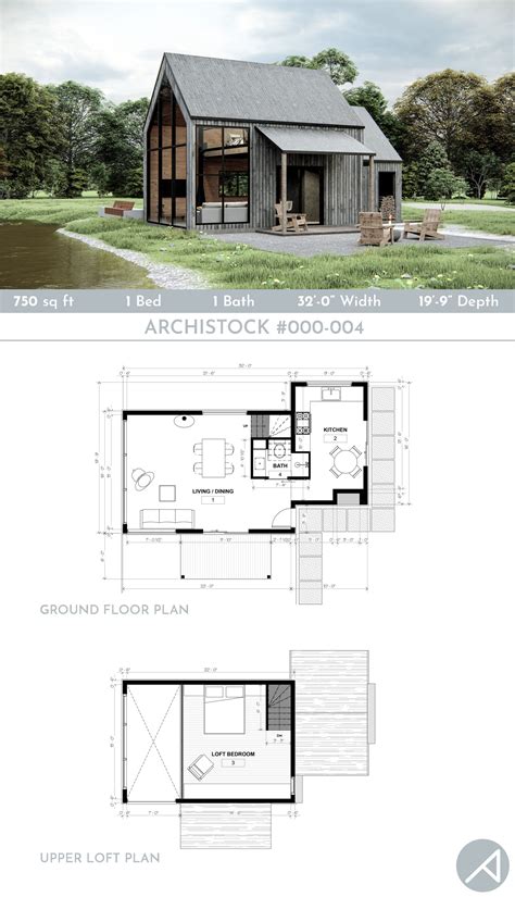 Small Modern Cabin House Plan with a Loft Bedroom | House plan with ...