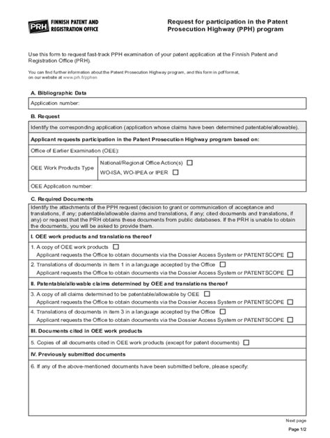 Fillable Online Request for participation in the Patent Prosecution ...