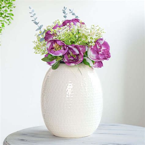 Hammered Flower Vase Oval - White – Behoma