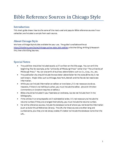 Citing the Bible in Chicago Style: A Quick Reference Guide - Studocu