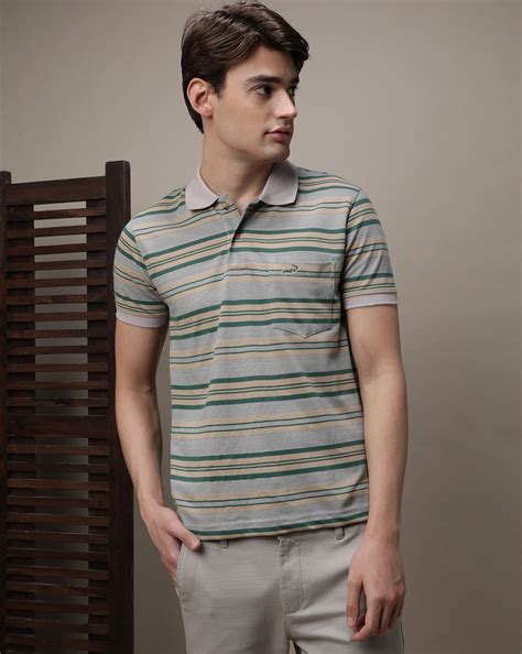 Shop Striped Leaf Clover Green Polo T Shirt Online India – Crocodile
