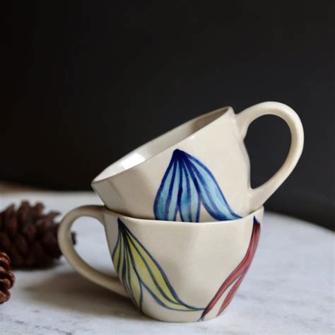 Buy WEAVING HOMES Store Petal Mugs 230 ML(Set of 4) - Mugs, Ceramic ...