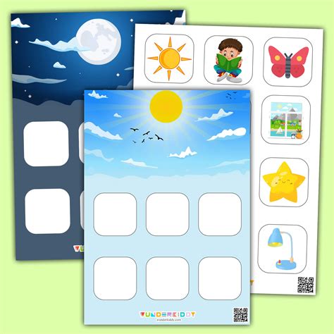 Printable Night Stars Shadow Matching Education Worksheet PDF