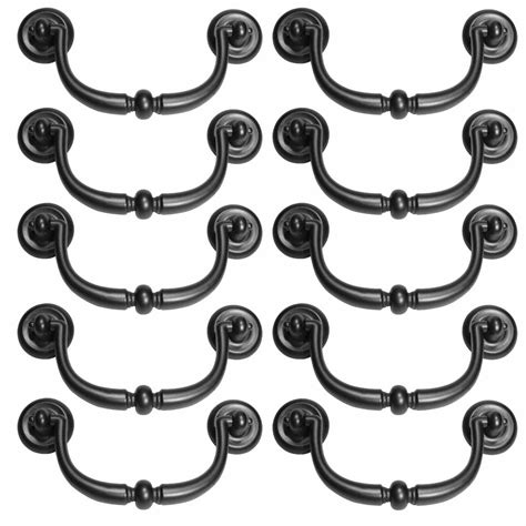 YFJG Total Length 4.5 inch Drawer pulls Drop Ring Cabinet Handles Black ...