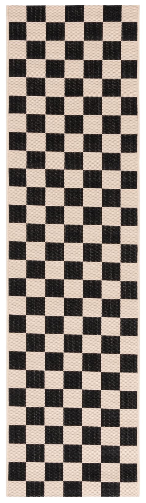 SAFAVIEH Courtyard Talbot Checkered Indoor/Outdoor Runner Rug, Black ...