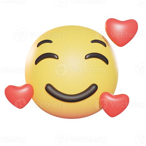 Smiling face with hearts Emoji 3D Illustration 9885114 PNG