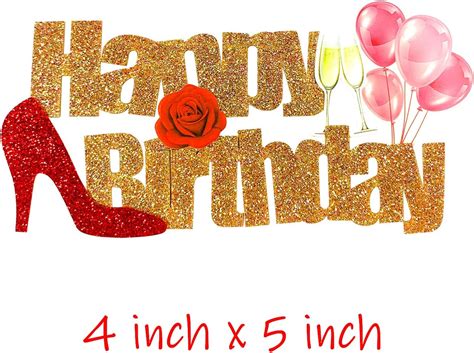 Buy Glitter Rose Gold Queen Birthday Cake Topper Heels Birthday Cake ...