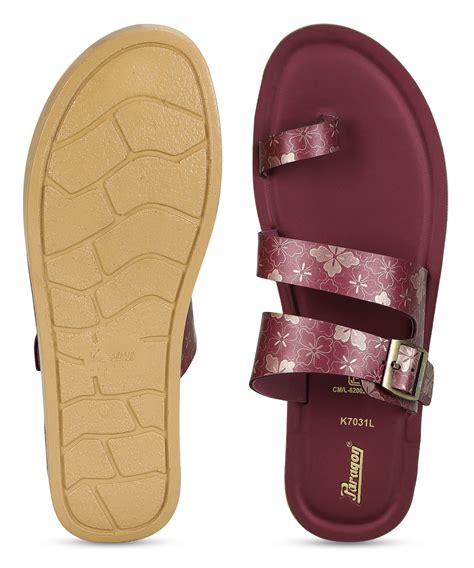 Paragon Women's Slip On Flat Maroon Sandals | Durable Dailywear Sandal ...