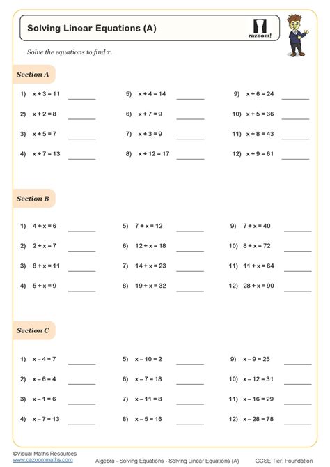 Image result for Solving Simple Linear Equations Worksheet