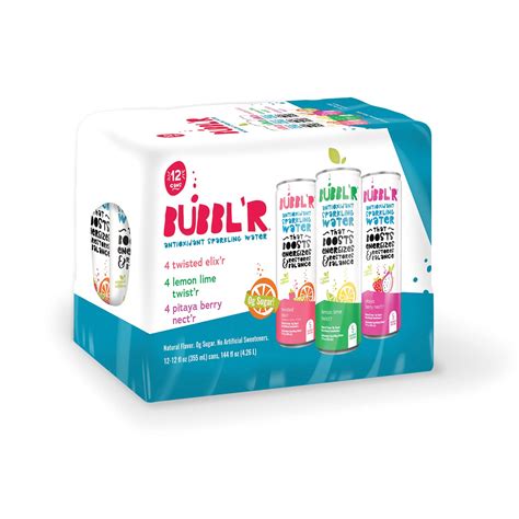 Buy BUBBL'R Sparkling Water, 3 Flavors with Natural Caffeine ...
