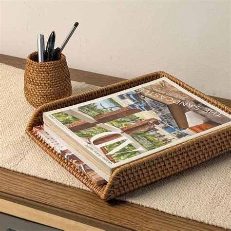 EDAMAME Rattan Stackable A4 Paper Tray, Desk Organizer & File Holder ...