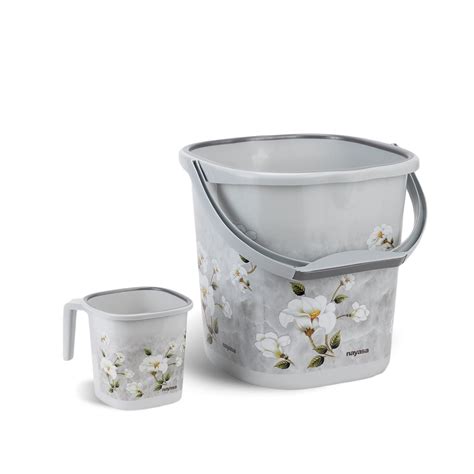 Nayasa Sqr Ring Marble Bathroom Set 2 Pcs | Bucket 18 L + Mug 1.5 L ...