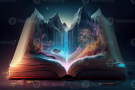Generative AI illustration of book of knowledge, universe, fantasy epic ...