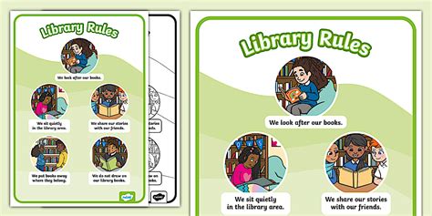 Library Rules Poster 的图像结果