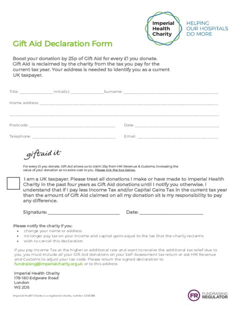 Image result for Downloadable Gift Aid Form