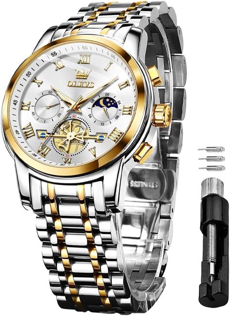 OLEVS Watches for Men Chronograph Business White Wrist Watches Analog ...
