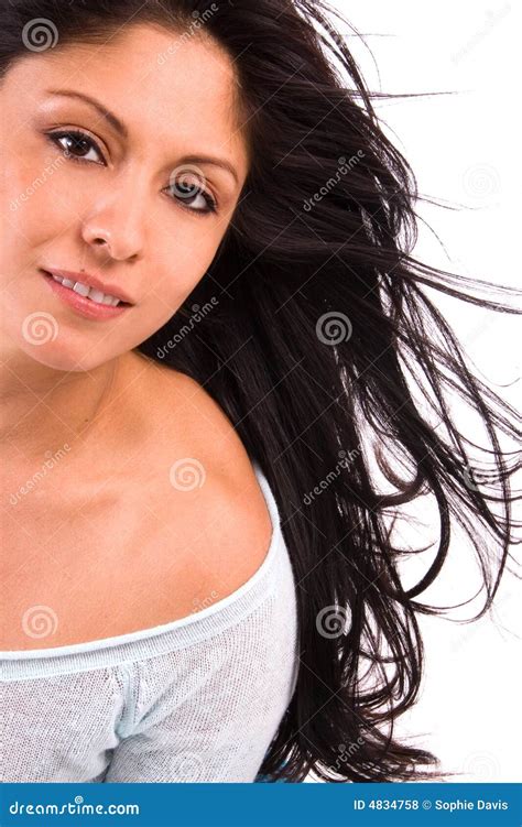 Woman with long dark hair. stock photo. Image of latino - 4834758