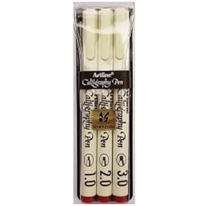 Calligraphy Pen White Barell Set Of 3 in Red Colour in Vinyl Wallet ...