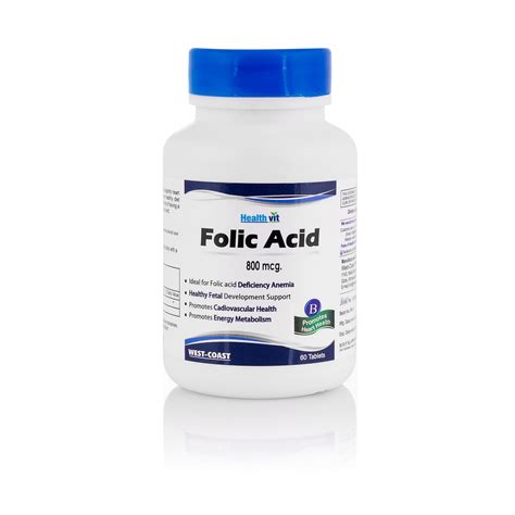 Buy HealthVit Folic Acid 800 Mcg 60 Tablets Online