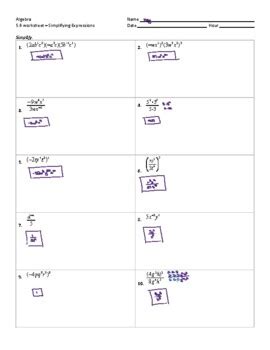 Image result for Simplifying Exponents Worksheet