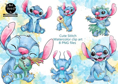 Сute Stitch clip art, Stitch watercolor clip art, Stitch clip art ...