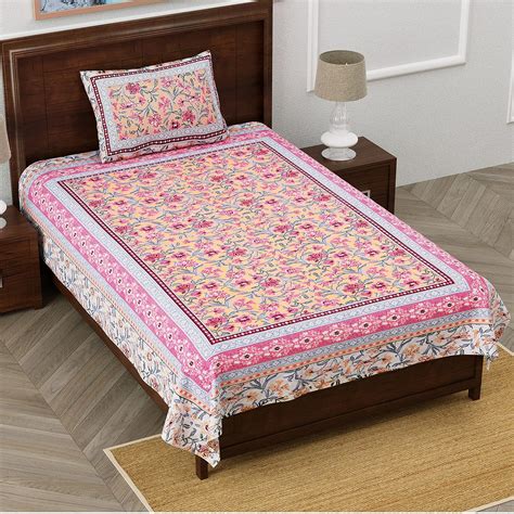 EasyGoods® Ethnic Floral Bedsheet, 100% Cotton Bedsheet for Single Bed ...