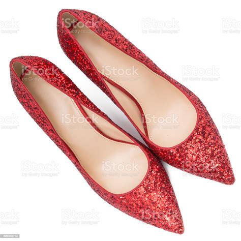 Women Red Shoes With Glitter Stock Photo - Download Image Now - Red ...