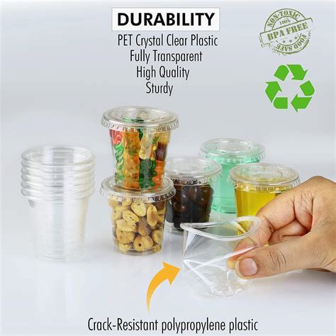 100 pack Premium 2 oz. Jello Shot Cups with Leak-Resistant Lids - Durable & Clear Disposable ...