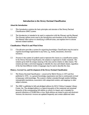 Fillable Online Introduction to the Dewey Decimal Classification Fax ...