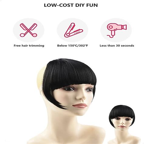 Rose bud Bangs Hair Clip in Bangs Hair Extensions Synthetic Flat Bang ...