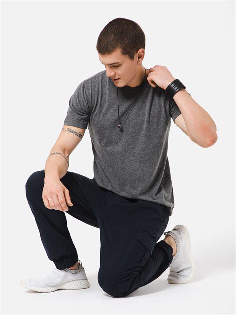 PUNK Men Navy Blue Loose Fit Cotton Casual Cargos