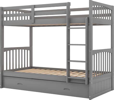 Longrune Twin Bed with Trundle and Built-in Ladder, | Ubuy India