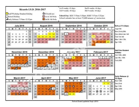 2016 - 2017 School Calendar | Ricardo Independent School District – Texas