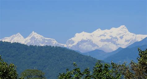 Snow-capped mountains as seen from Chitwan - borders of nepal