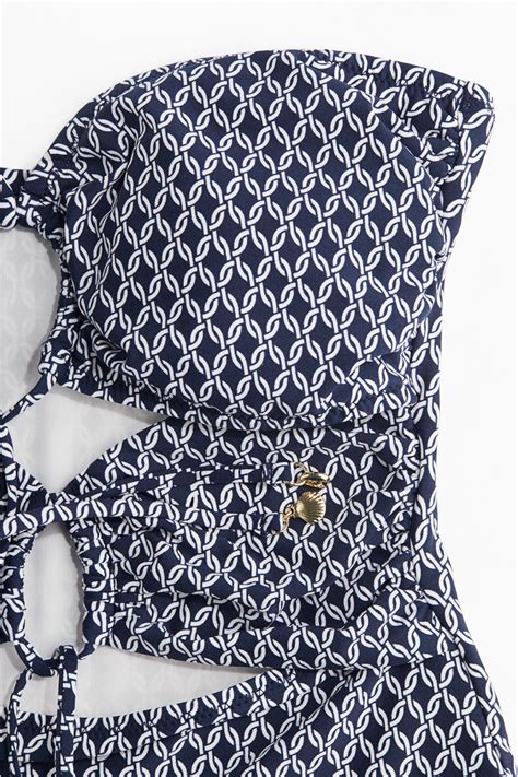 Traje de baño High Leg con relleno - Azul marino/Diseño - Ladies | H&M MX