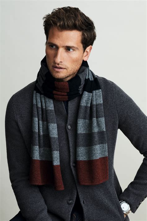 Men's Cashmere Scarf - Black Stripe | Mens winter scarf, Mens cashmere ...