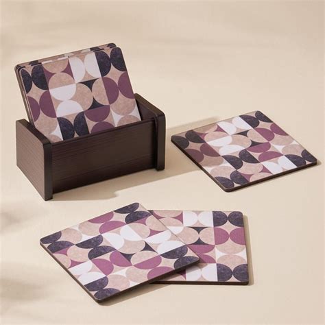 Buy Gracie Set of 6 Wooden Printed Coasters with Holder from Home ...
